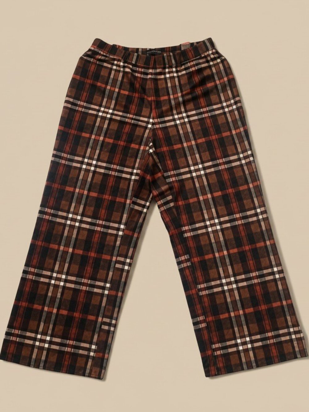 Ashley Stewart: Brown Plaid Work Pants with Slight Flare - Never Worn